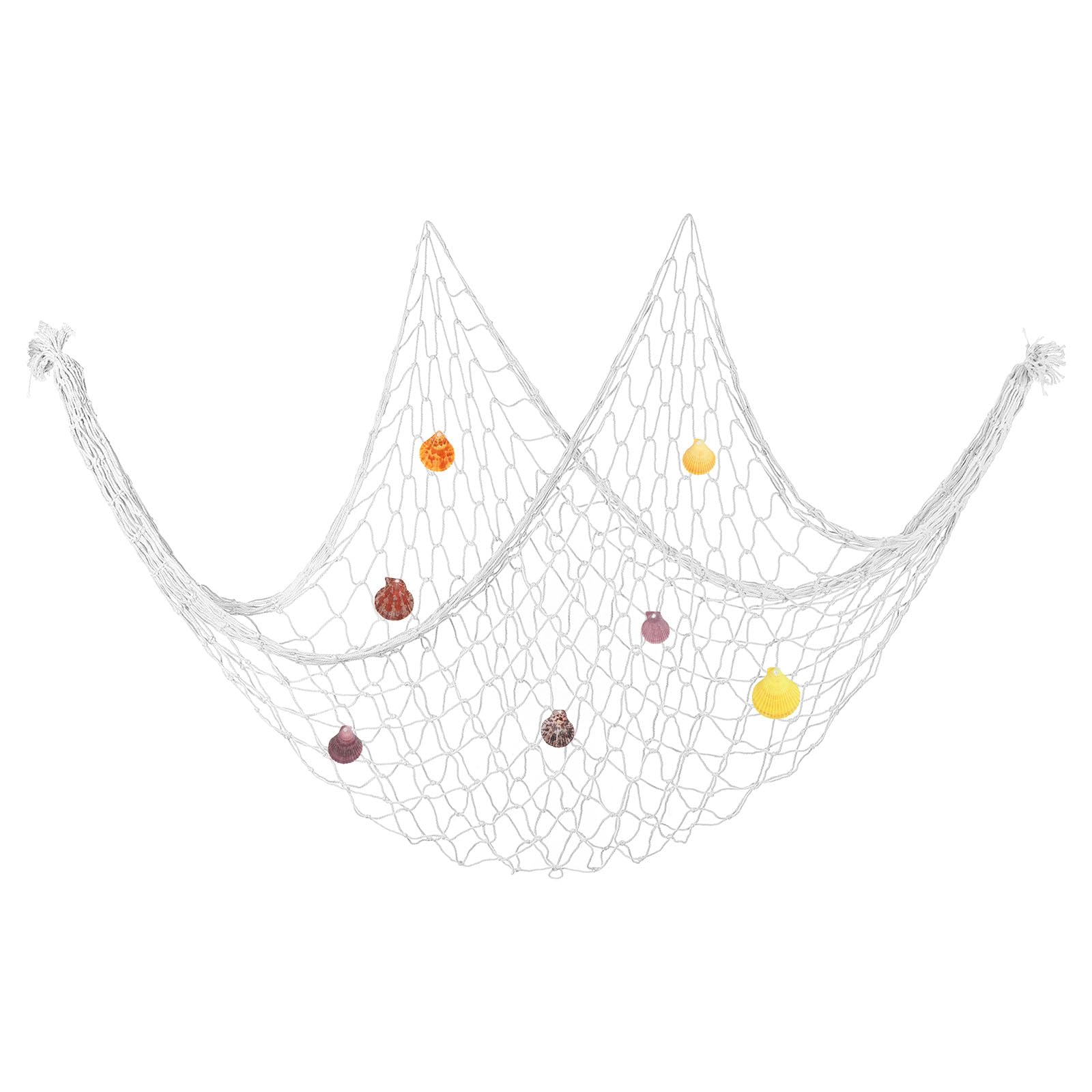 PATIKIL Fishing Net Decor, 80" x 40" Mediterranean Style Photographing Decoration Natural Fish Net Party Accessory with Sea Shells for Home Bedroom, Creamy White