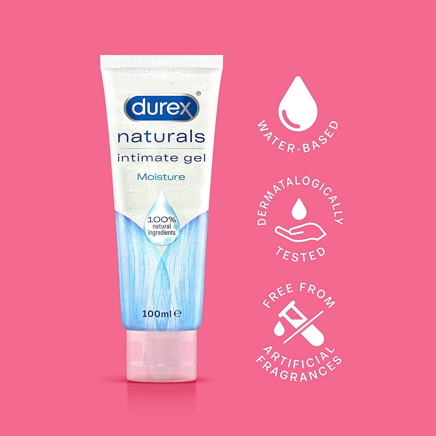 Durex Naturals Moisture Lube, Water Based, 100ml each (3 Pack, 300ml), Smooth Texture, Condom and Toy Compatible - Image 4