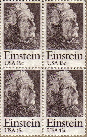 ALBERT EINSTEIN ~ PHYSICIST ~ SCIENTIST #1774 Block of 4 x 15Â¢ US Postage Stamps