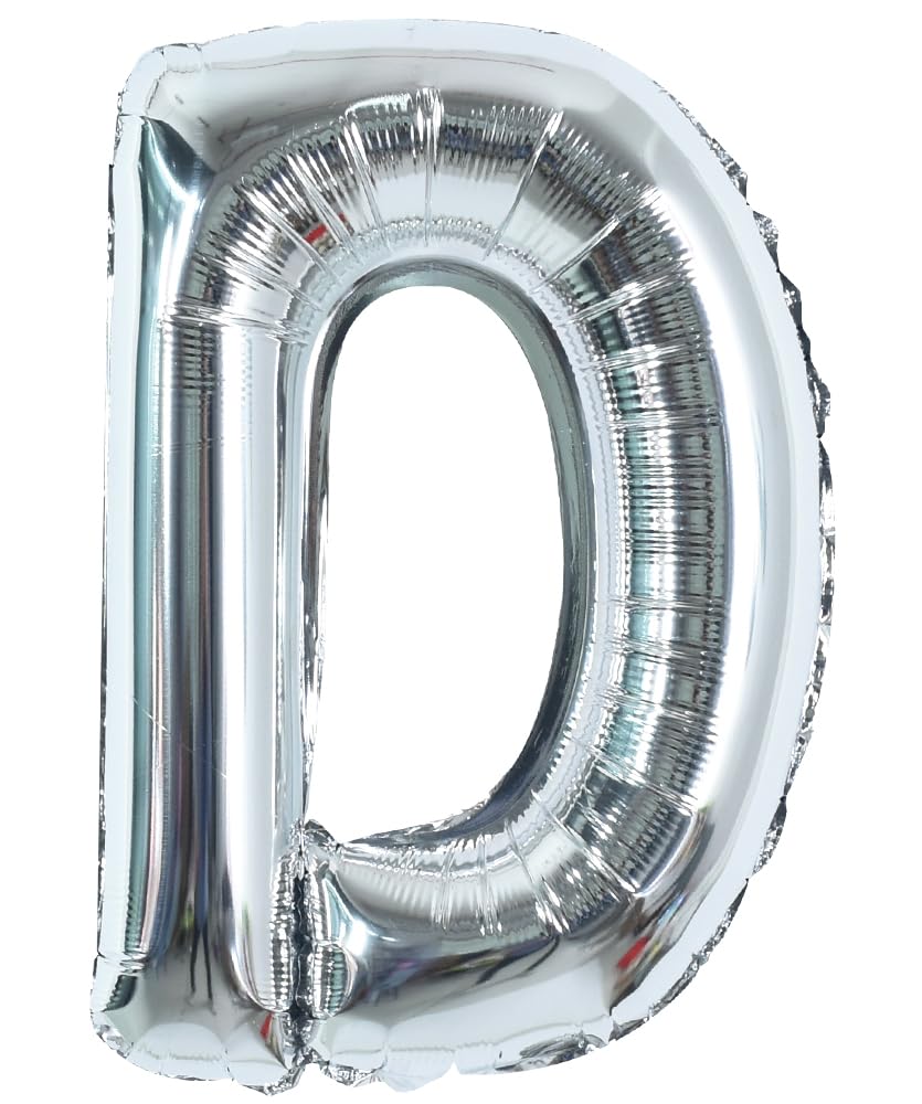 Photo 1 of TONIFUL 40 Inch Large Silver Letter D Balloons, Foil Mylar Big Letter Balloons for Birthday Party Anniversary Supplies Decorations