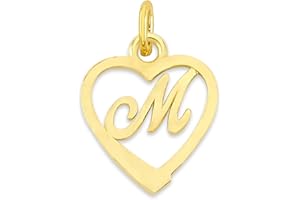 GOLDEN FIRE Dainty Solid 10k Gold Heart Initial Charm with Jump Ring