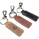 PERSONALIZED Leather KEYCHAIN, Coordinates Key Chain, 3rd Anniversary, Gift for Birthday, Keyfob, Best Gift Brown