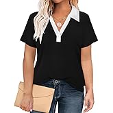 RITERA Plus Size Tops for Womens Polo Shirt Zipper Tshirt Office Business V Neck Tunic Work Blouses Dressy Collared Clothes