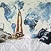 BLEUM CADE Blue Watercolor World Map Tapestry Abstract Splatter Painting Tapestry Wall Hanging Art for Living Room Bedroom Dorm Home Decor 82X59 Inches
