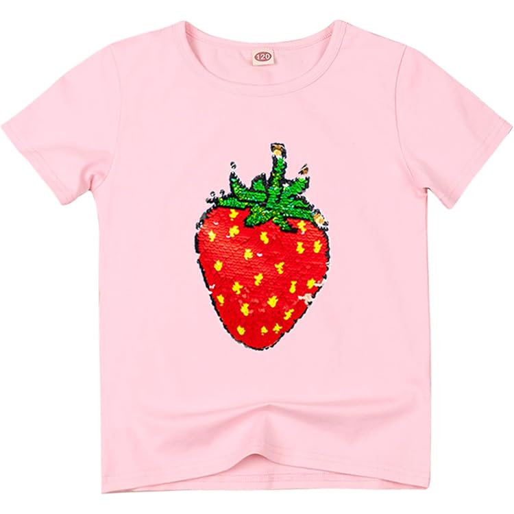 Camiseta de manga corta navideña informal y elegante para niña con estampado de reno con cuernos, lentejuelas, cuadros y rayas, y lazo, adecuada para fiesta de Navidad. Envíos a todo el país