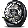 Viniper Portable Rechargeable Fan, Small Desk Fan : 3 Speeds & about 8-24 Hours Longer Working, 180 Rotation, Portable Battery Desktop Fan for Home/Office (Black, Light Black Blade)6.2 inch
