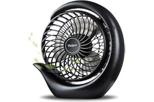 Viniper Portable Rechargeable Fan, Small Desk Fan : 3 Speeds & about 8-24 Hours Longer Working, 180 Rotation, Portable Battery Desktop Fan for Home/Office (Black, Light Black Blade)6.2 inch
