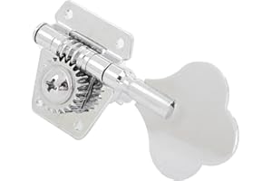 Bass Tuner Knobs, Silver Steel Vintage Open Electric Bass Fine Tuning Tool, with Installing Round Cover, for Left Row Right R