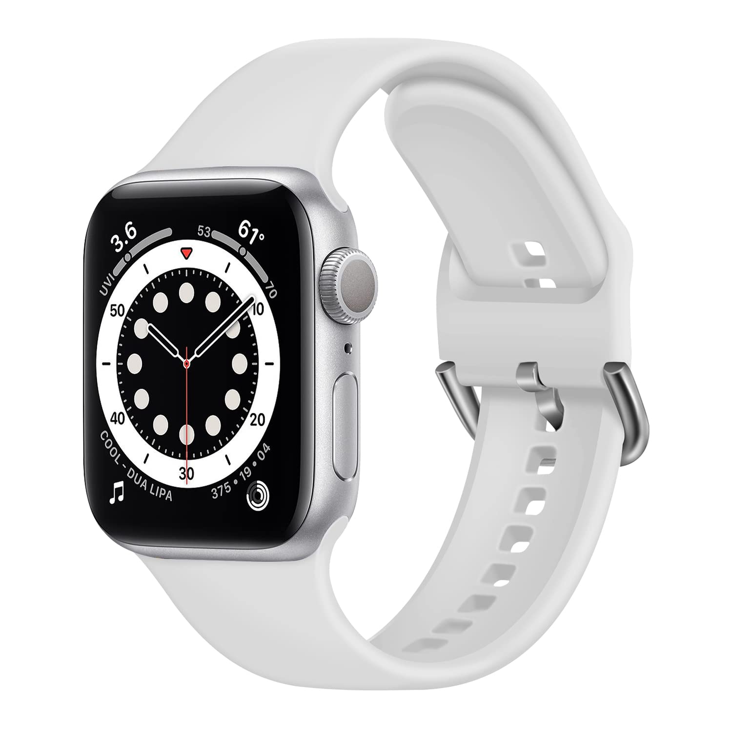 Anlinser Compatible with Apple Watch Strap 45mm 44mm 42mm 41mm 40mm 38mm, Soft Silicone Sport Waterproof Replacement Band Compatible with iWatch Series 9 8 7 6 5 4 3 SE (38mm/40mm/41mm, White)