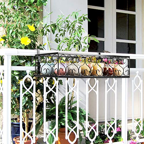 Fitlyiee Balcony Flower Pot Stand Rack Patio Railing Shelf Plant Pots Holder Windows Decorate (L