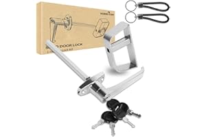 Shed Door L-Handle Lock Kit -Hurrikom Shed Door Latch with 4-1/2" Stem,Shed Door Lock Matching Set Includes 5 Keys for Sheds Doors, Playhouses, Chicken Coops,Camper, RV, Garage Door(Silver)