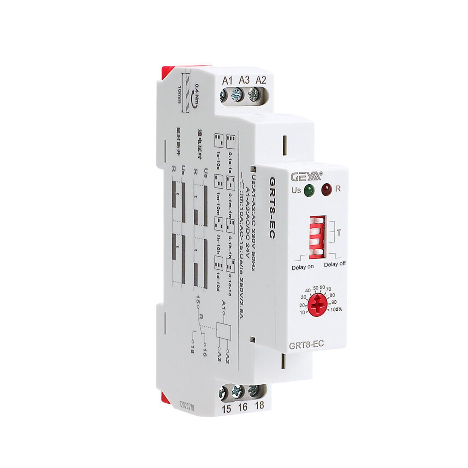 GEYA Delay on or Delay off Dual function Timer Relay 10A Time Delay Relay CE CB ROHS (GRT8-EC,AC230V & AC/DC24V)