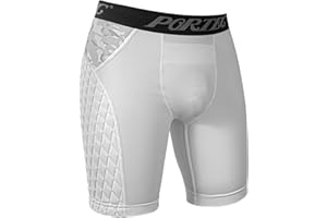 Youth Boys Compression Shorts with Protective Cup Padded Sliding Underwear for Baseball Football Lacrosse (White)