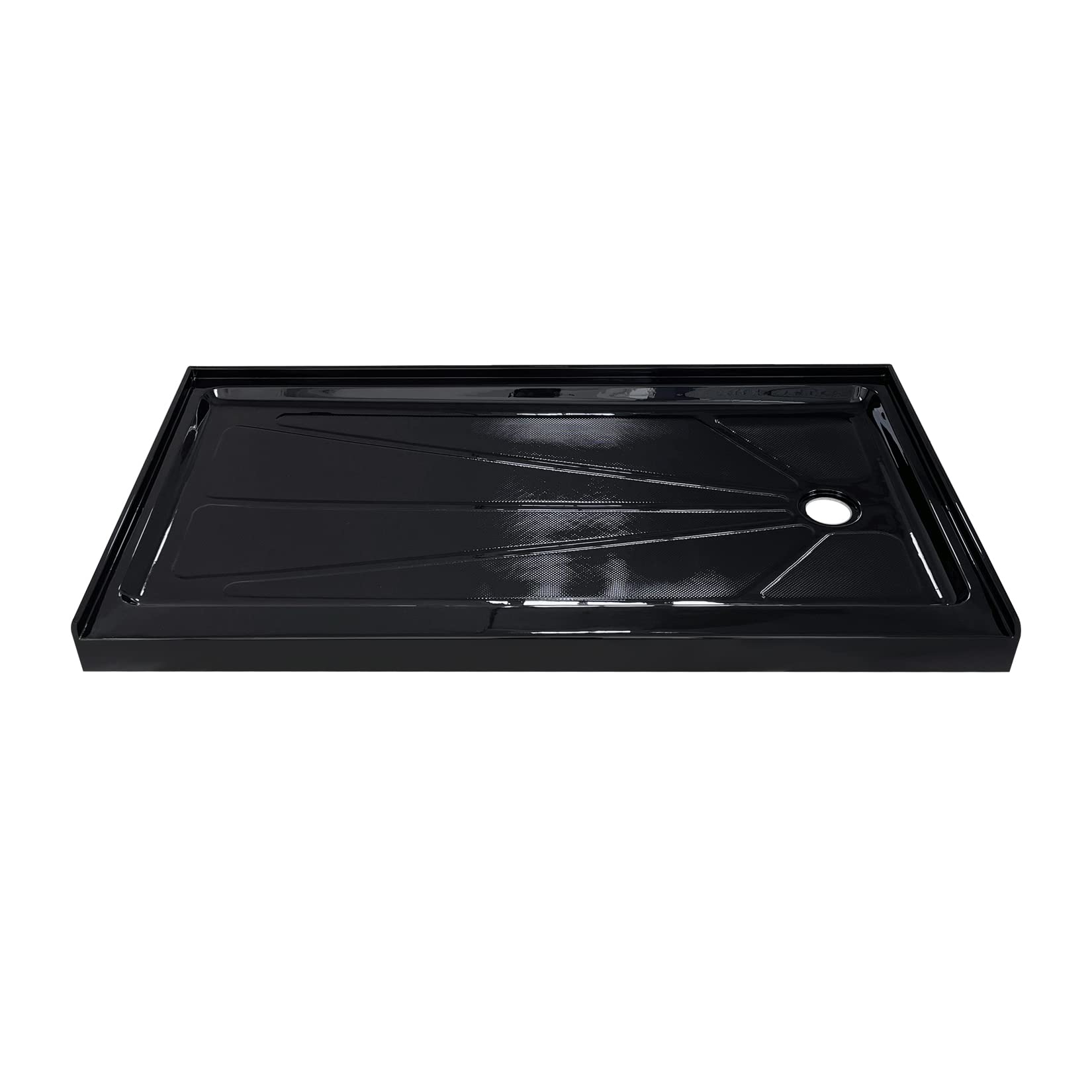 Photo 1 of **SOME DAMAGE TO CORNER**CKB 60 in. L x 30 in. W Right Drain Shower Base, Single Threshold Shower Pan with Slip Resistant Textured Surface, Black