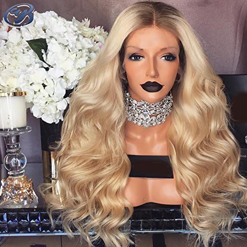 YUAN 8A Body Wave Two Ombre 1B 613 Peruvian Virgin Human Hair For Black Women Blonde Lace Front Human Hair Wigs With Baby Hair Full Lace Human Hair Wigs(20inch, Full Lace Wigs)