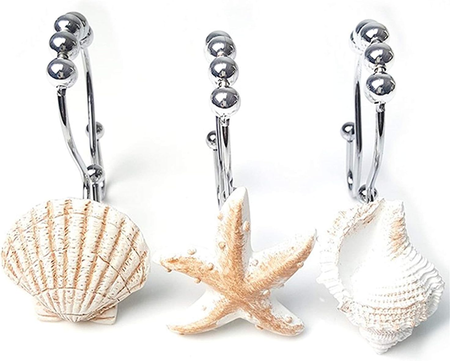 Love Creative Double RUSTPROOF Shower Curtain Hooks Rings Resin