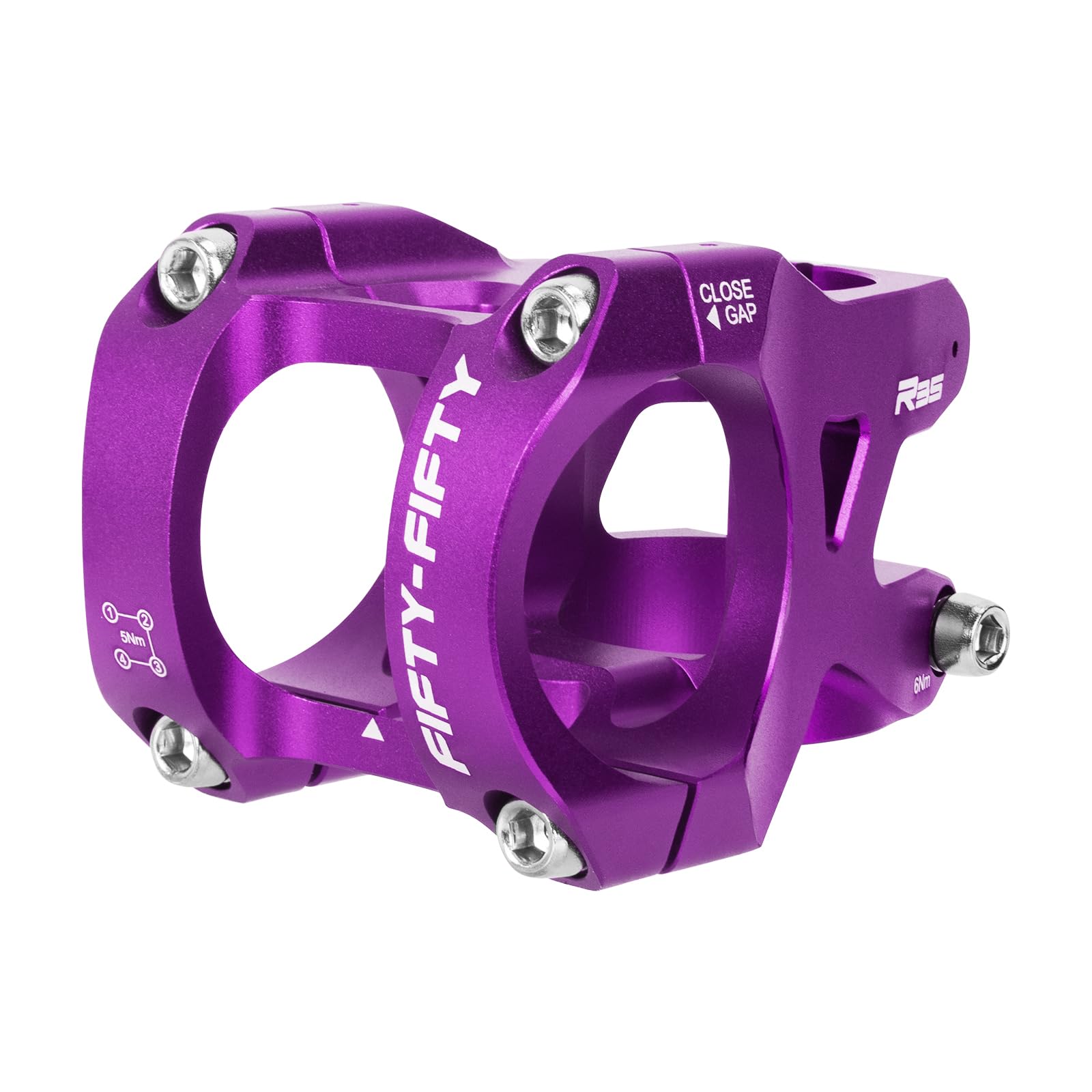 Photo 1 of FIFTY-FIFTY Mountain Bike Stem for 35mm Handlebar Clamp 1-1/8 Steer Tube, Aluminum Alloy Short Handlebar Stem for All Mountain, MTB, Downhill, Freeride (Purple)