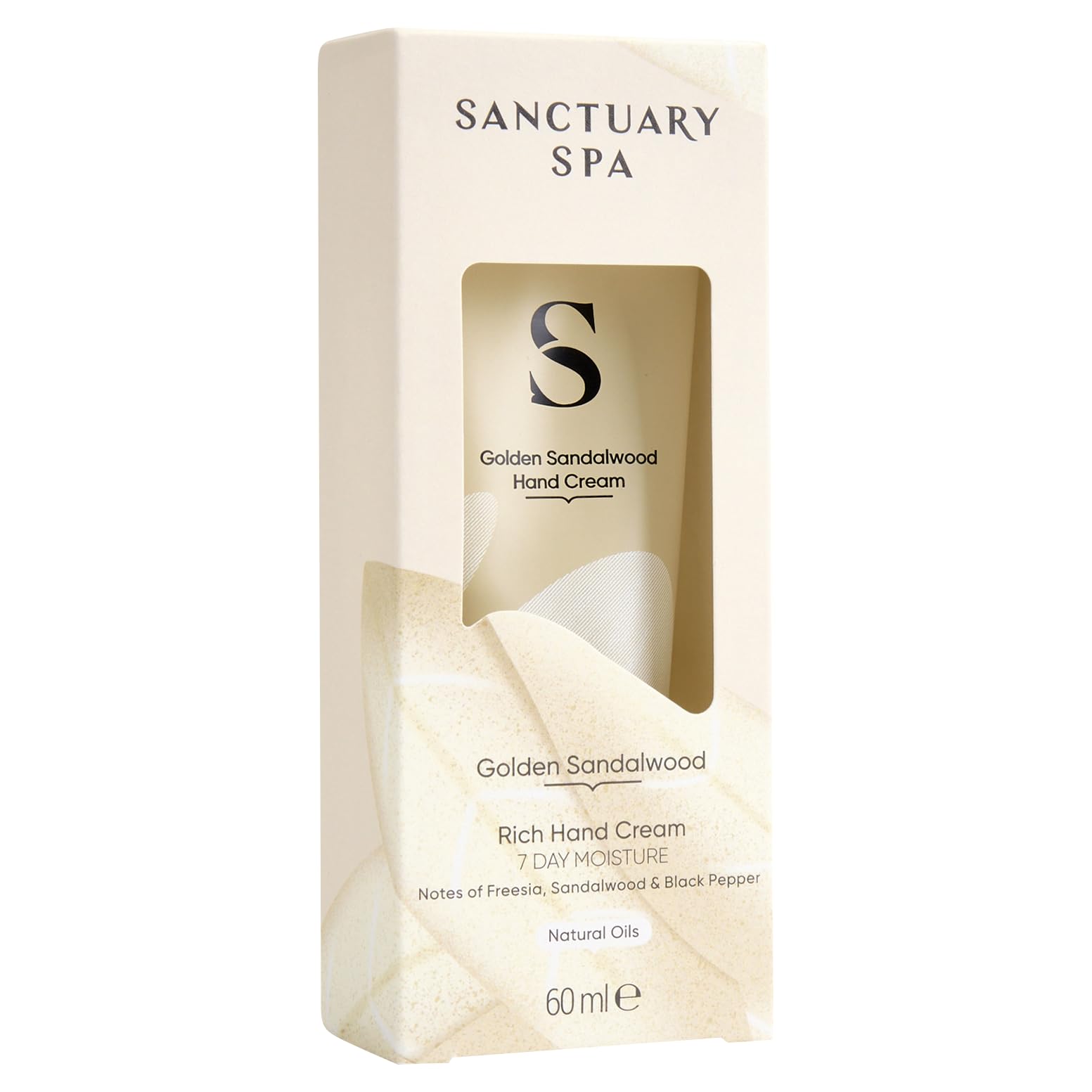 Sanctuary Spa Golden Sandalwood Rich Hand Cream, Moisturiser, Body Cream, Vegan and Cruelty Free 60ml