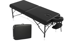 ABET Massage Table 28 Inch Wide, Spa Tattoo Bed, Memory Foam PU Leather Professional 2 Fold Portable Facial Esthetician Salon Bed with Carrying Bag & Lightweight Aluminium Leg, Hold Up to 1100LBS