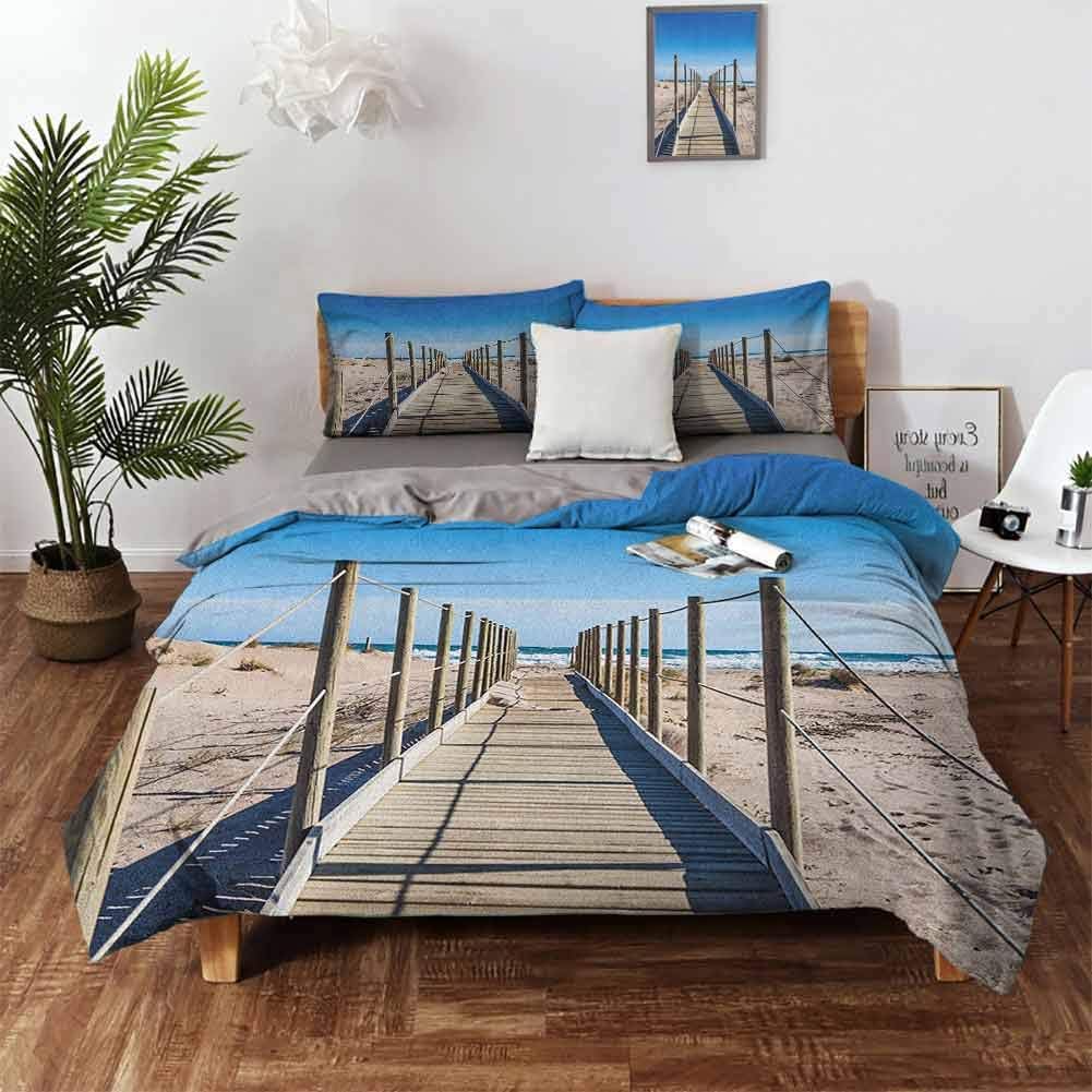 Beach Bedspread Coverlet Set, Empty Beach with Pathway