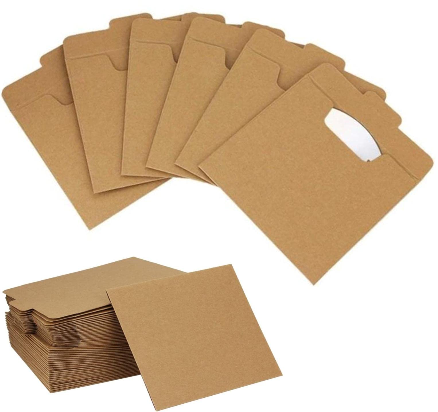 fogman ディスクケース クラフト 紙 CD ケース 40枚入 無地 厚紙 12.5×12.5cm DVD ブルーレイ ディスク 収納 保管商品画像