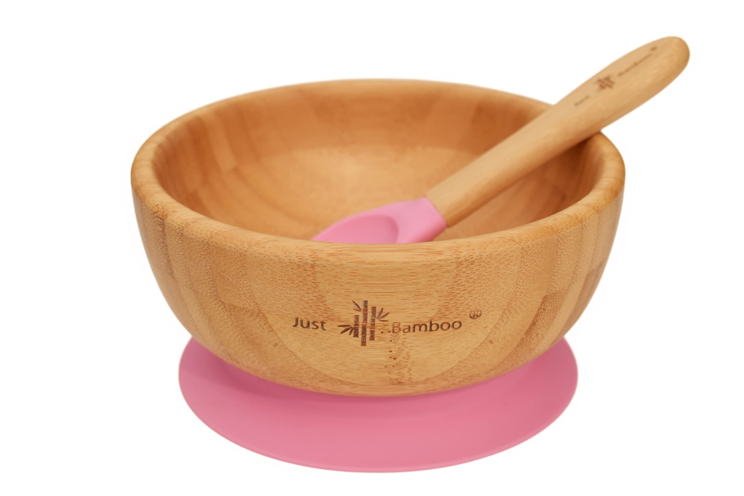 Just Bamboo ® Baby and Toddler Suction Bowl Set for Feeding and Weaning | Outstanding Suction | Bamboo Baby Suction Bowls with Matching Spoon Set from 6 Months