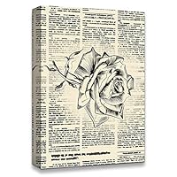 Canvas Wall Art Flower On The Newspaper Canvas Prints Home Artwork Decoration for Living Room,Bedroom - 12x18 inches