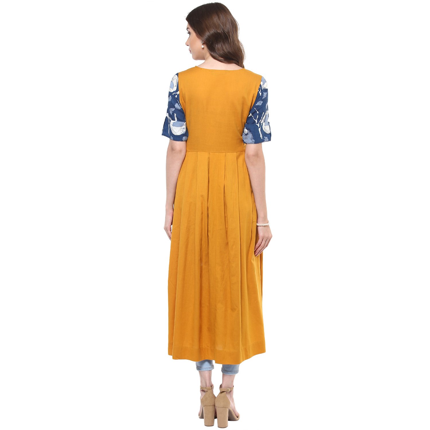 indian virasat women's cotton front slit long kurta