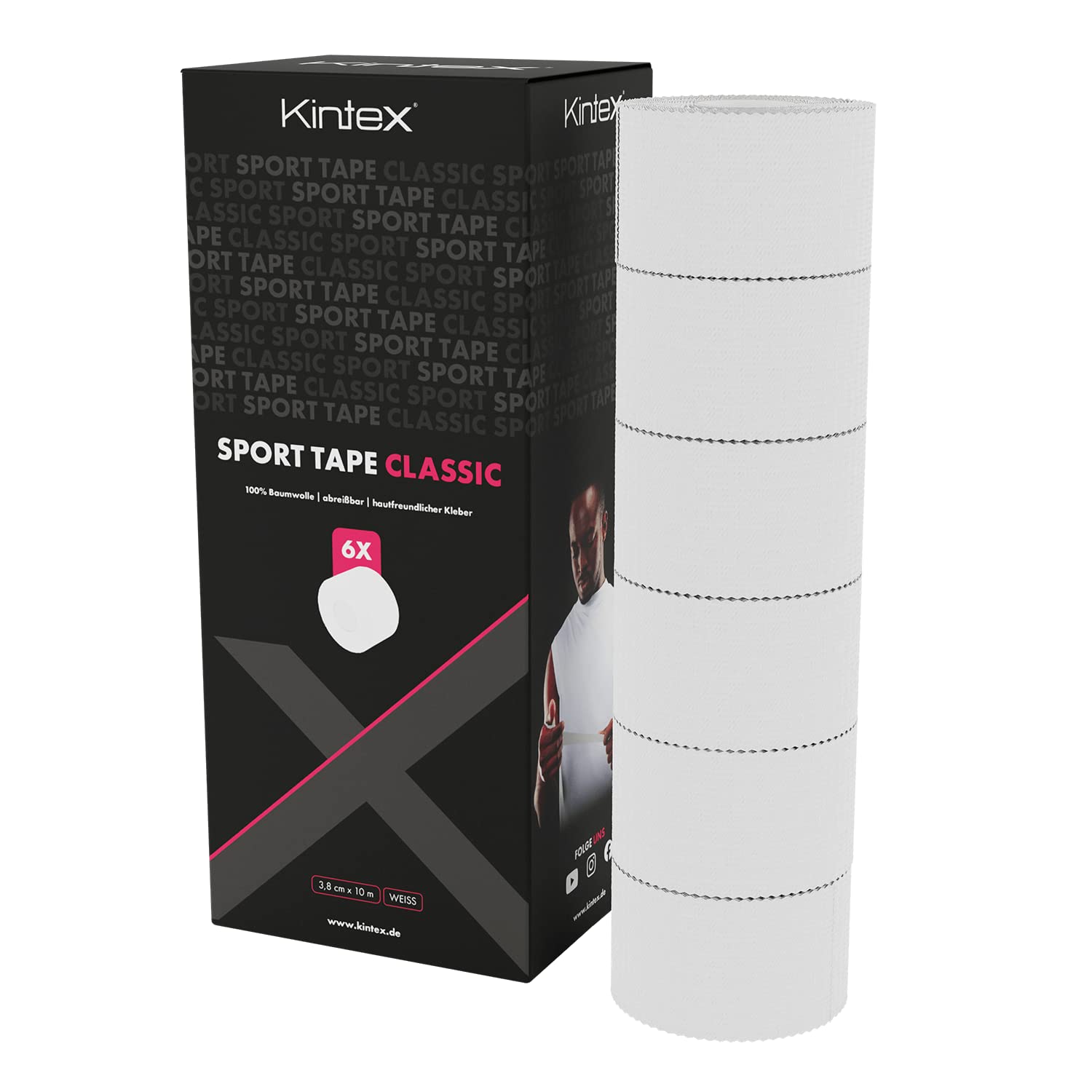 Kintex 0 0 Sports Tape Plaster 3.8 cm x 10 m White Non-Elastic, 0, 0, White, 0