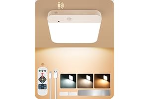 GOEBLESON Rechargeable LED Motion Sensor Ceiling Light with Remote, Wireless Ceiling Light Battery Operated, Magnetic Motion Sensor Light Cordless, 3CCT, Dimmable for Shower Closet Stairs Garage Pantry Hallway