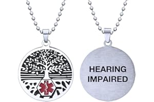 RENYILIN Stainless steel tree of life medical alert ID emergency first aid necklace