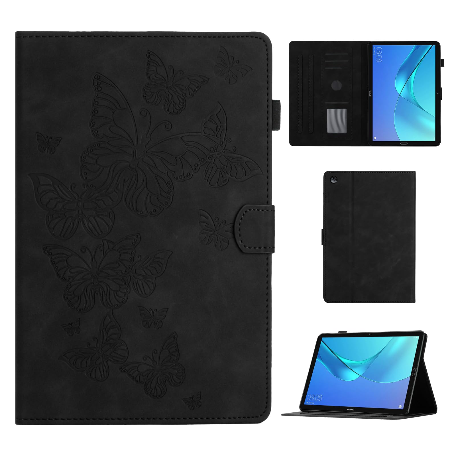 CASAFUNY Case for Huawei MediaPad M5 /M5 Pro 10.8 Inch 2018, PU Leather Tablet Case with Stand Function and Auto Sleep/Wake Tablet Cover for MediaPad Mediapad M5 10/M5 10 Pro, Black