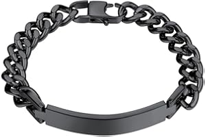 PROSTEEL Custom Bracelets for Men Women, Name Date Initial Quote Engraved Personalized Bracelet, Stainless Steel ID Bracelets, 7.5"/8.3"/9", Come with Box