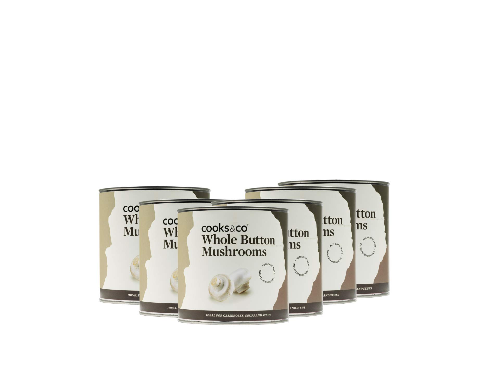 Cooks & Co Whole Button Mushrooms 800 g (Pack of 6)