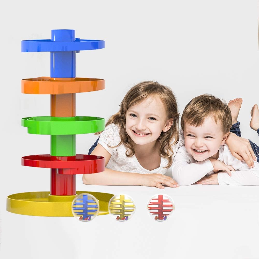 WEofferwhatYOUwant Ball Drop Toy - Montessori STEM Tower for Toddlers 9M+, Multicolored, 12 cm x 24 cm x 19 cm - Image 5