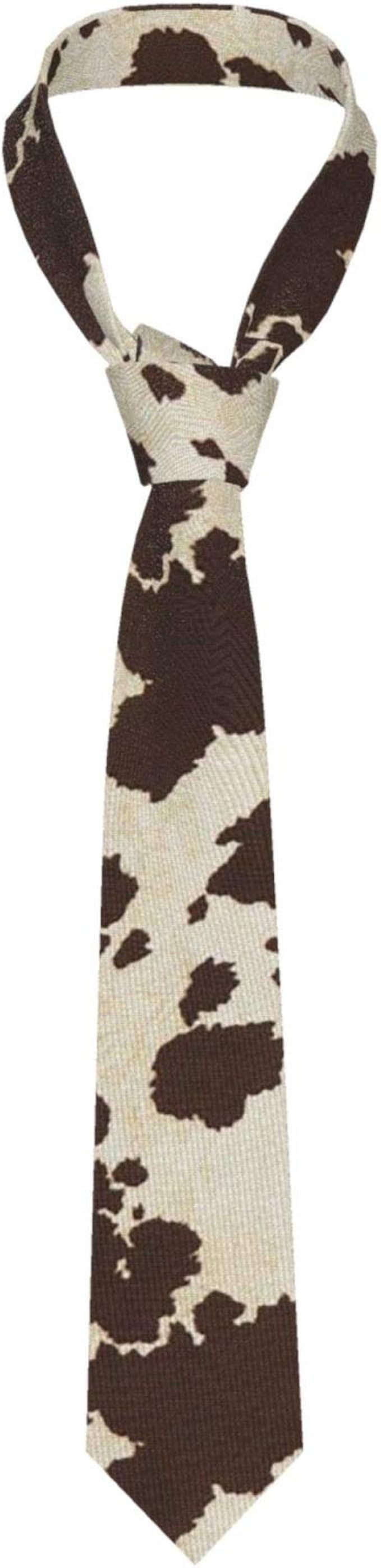 Men's Necktie Milk Cow Print Cowhide Ties For Men, Neck Tie Suit