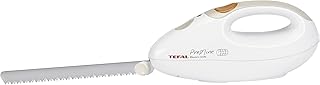 Tefal 8523.31 Elektrisches Messer (100 Watt, 2x Edelstahlklingen, geeignet für Tiefkühl-Gut) weiß/greige