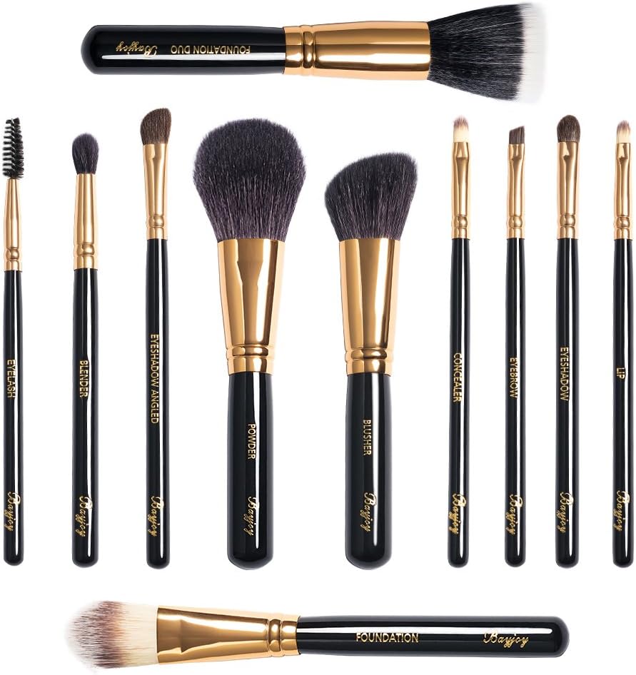 GOTTA 11 Pieces Makeup Brushes Set Professional Cosmetic Brush Tools Soft Goat Hair Fiber with Portable Organizer Zipper Bag, Golden