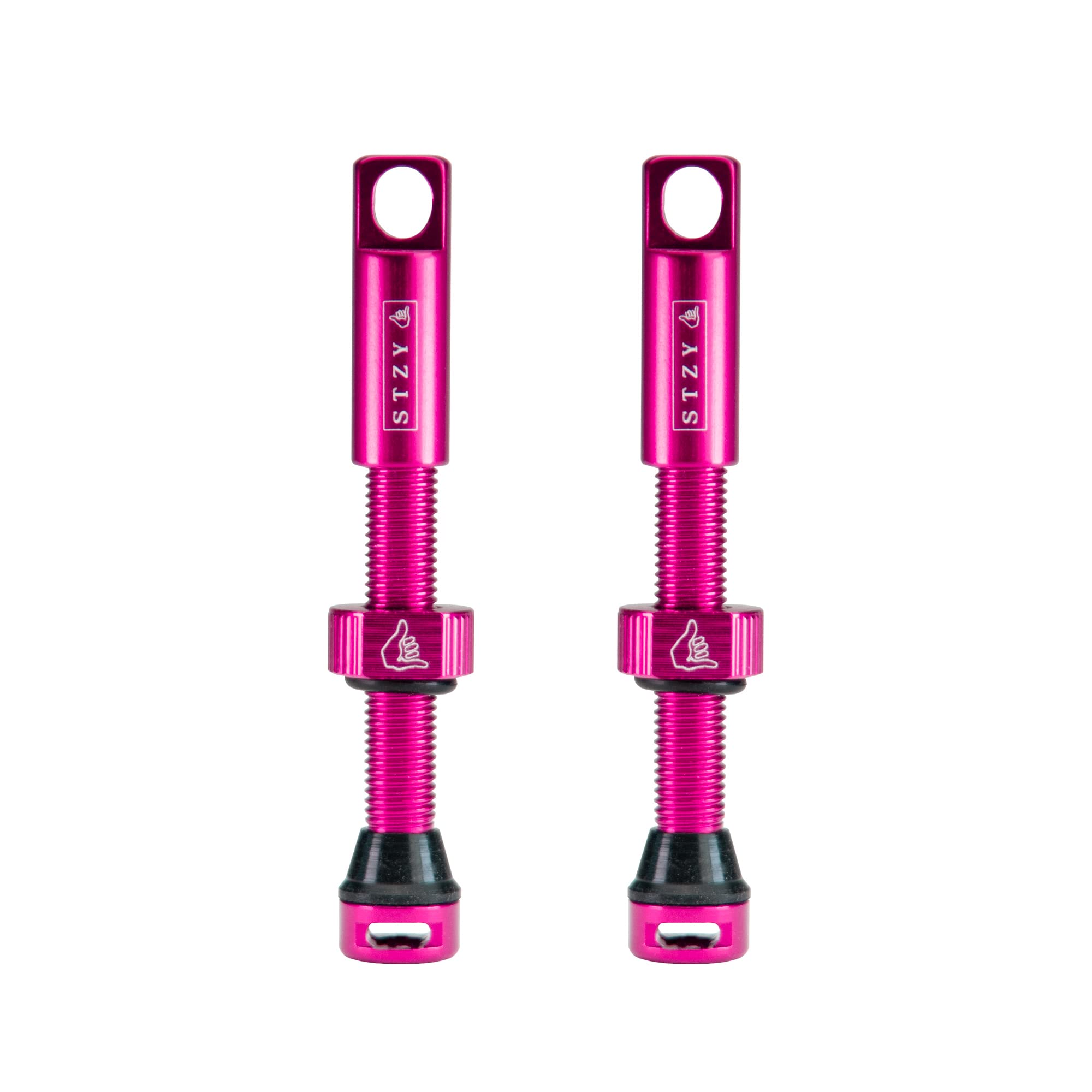 STZY Max Flow Tubeless Presta Valves Available in 14 Colours 44mm and 60mm (Pink, 44mm)