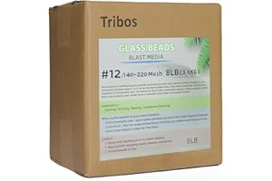 TRIBOS Glass Bead Blasting Media – 8LB Sand Blasting Abrasive for Rust Removal & Polishing – 20–240 Mesh Reusable Grit for Surface Finishing (# 12 (140~200Mesh))
