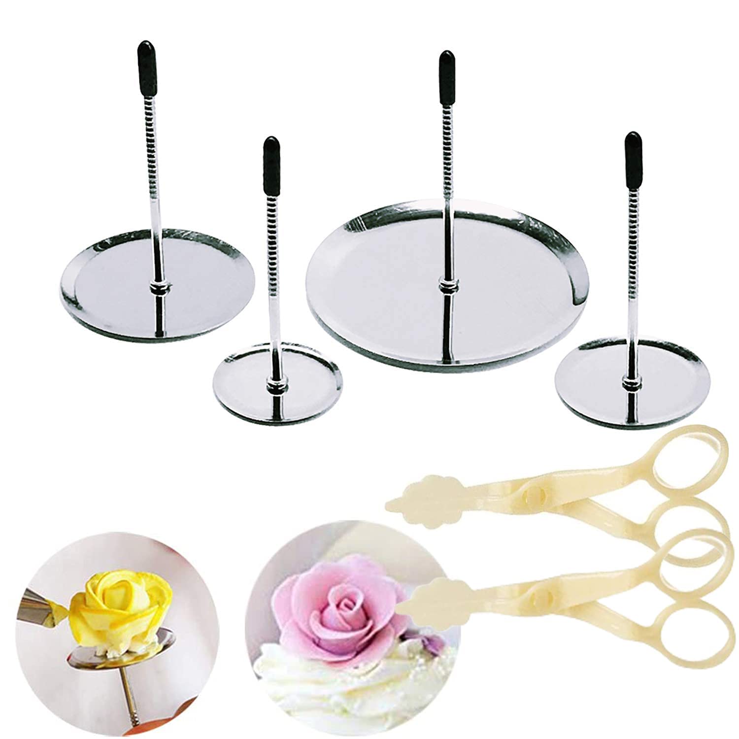 Cake Flower Nail & Flower Lifters 6 Pcs/Set, Flower Nails Cake Decorating Tool Kit for Icing Flowers Decoration