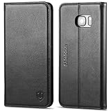 Galaxy S7 Edge Case, SHIELDON Genuine Leather Wallet Case, Premium Carry-all Flip Book Case /w Stand Feature & ID Credit Card Compartments [Magnetic Closure] for Samsung Galaxy S7 Edge, Black