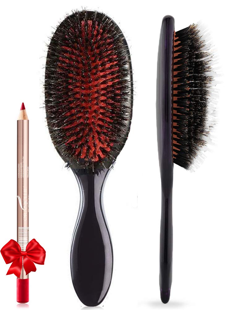 Amazon Com Extension Natural Boar Bristle Hair Brush Oval Black