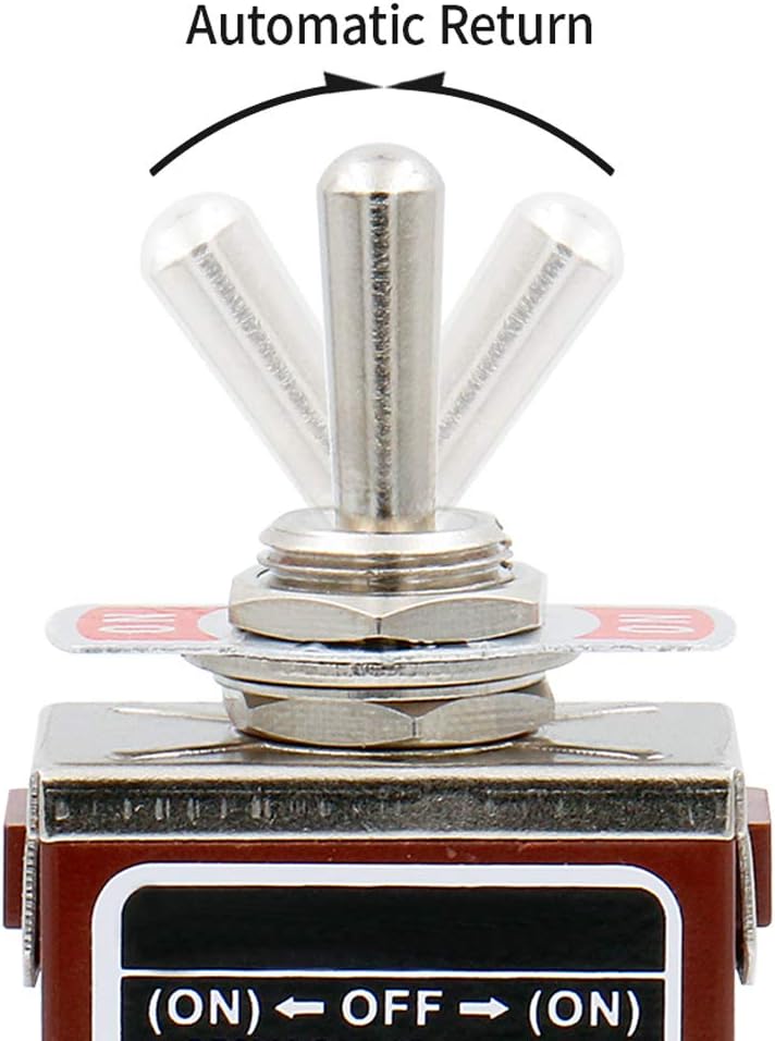 Heschen Metal Toggle Switch, RT1122FS, SPDT, Momentary Type, (ON)/OFF/(ON) 3 position, 15A 250VAC, with Waterproof Cap, CE - Image 4
