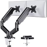 Irongear Dual Monitor Stand, Adjustable Gas Spring Dual Monitor Mount, Double Monitor Desk Mount with C Clamp/Grommet Mountin