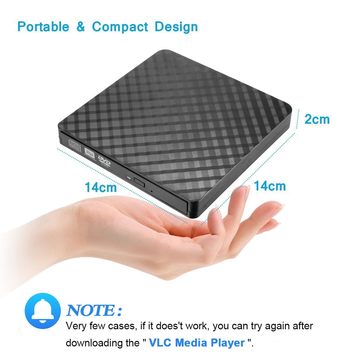 Masterizzatore Ultra DVD USB 3.0, Amotus DVD-RW DVD / CD portatile esterno Slim, 9,5 millimetri, SuperDrive per tutti i PC laptop / desktop di Windows e Mac OS per MacBook, MacBook Air, iMac - Nero