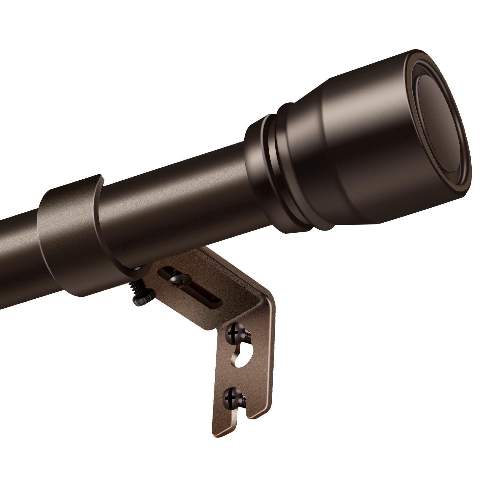 Photo 1 of 1” Diameter brown curtain rod Itself is 30 to 144 inch. 1 Pack Fits 30-142 inch, 66 to 120 inch Windows with Heavy Duty Adjustable brown curtain rods Splicing Metal Extra Long Curtain Rod