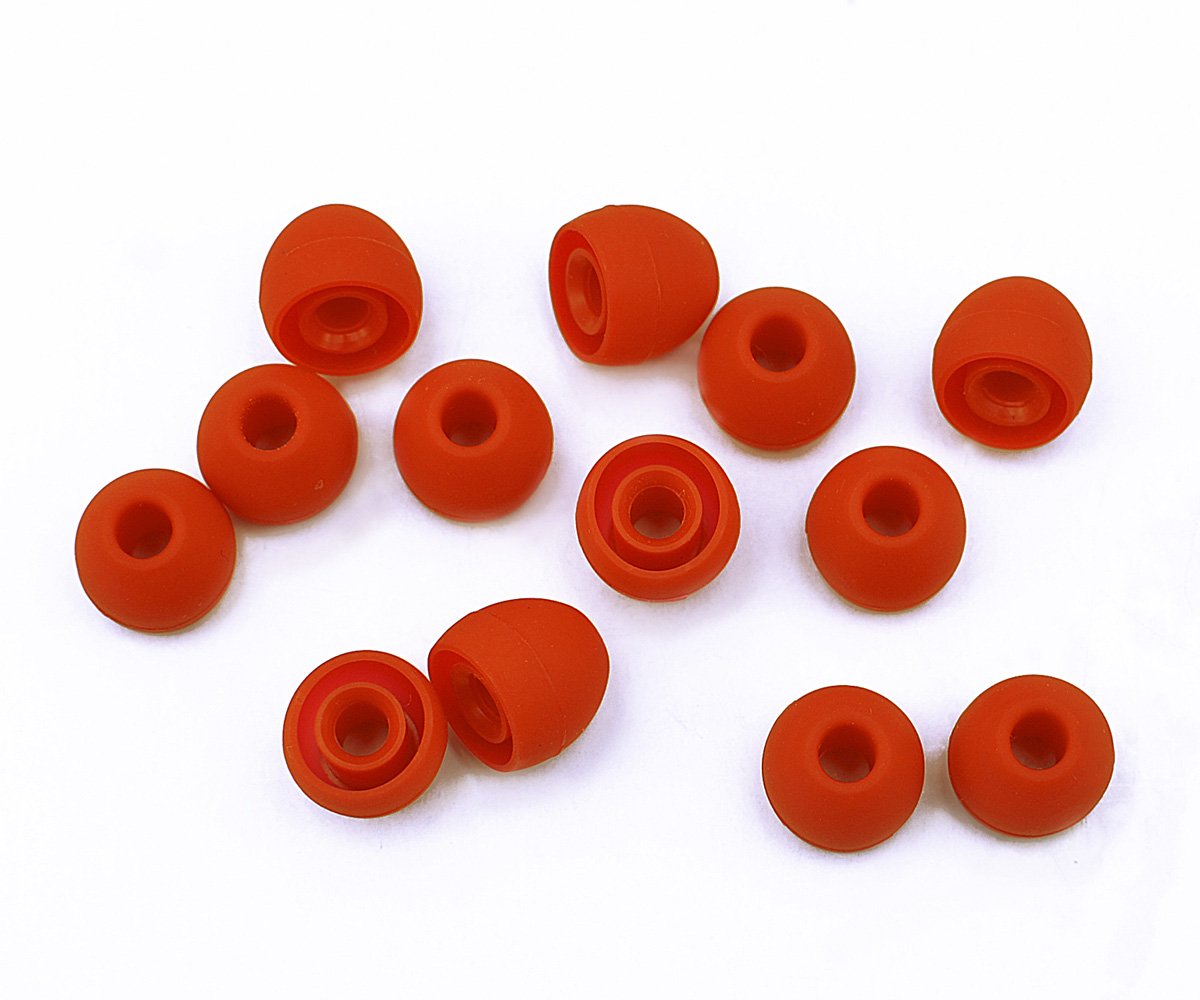 Xcessor Replacement Silicone Earbuds 7 Pairs (Set of 14 Pieces). Compatible With Most In Ear Headphone Brands. Size: LARGE. Red