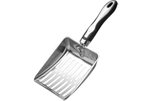 Cat Litter Scoop, Stainless Steel Scooper, Easy to Clean (Black)