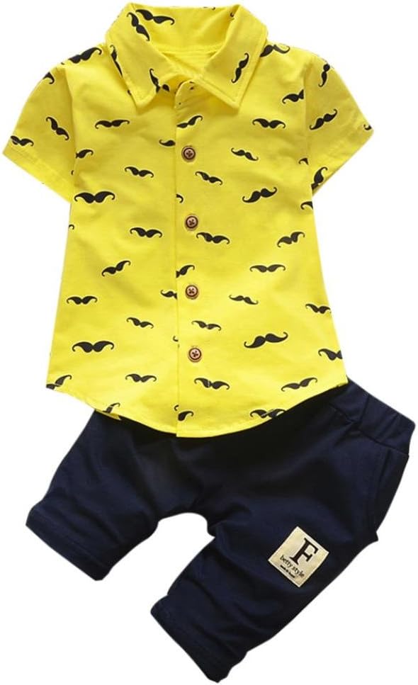 Baby Clothes 0-2 Years Toddler Baby Boy Gentleman Bowtie Beard Short Sleeve Tops T-Shirt Suspenders Shorts Pants Outfits Set Clothes